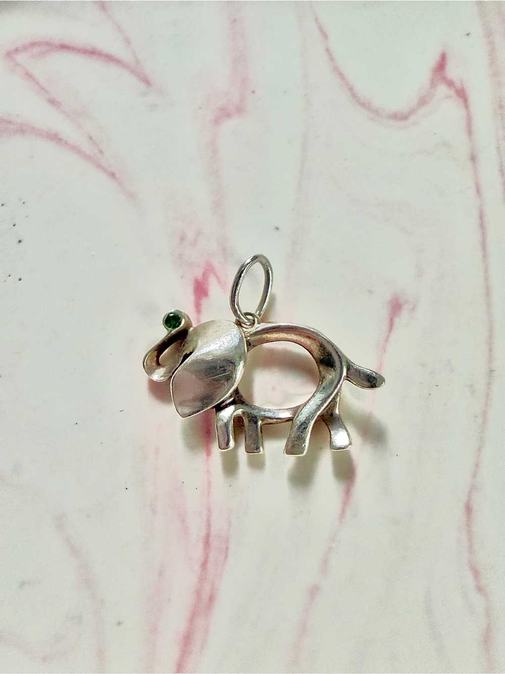 Tiffany & Co "Save the Wild" Sterling Silver Elephant Charm with Tsavorite Stone